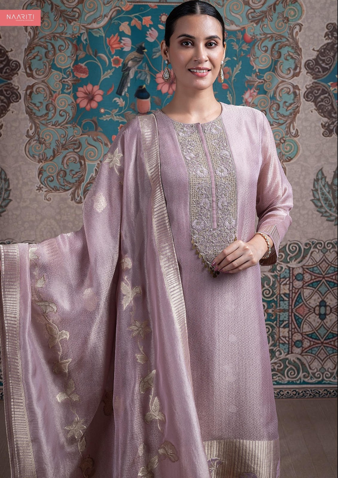 Tuveen Naariti Tissue Jacquard Pant Style Suits Wholesaler Ahmedabad