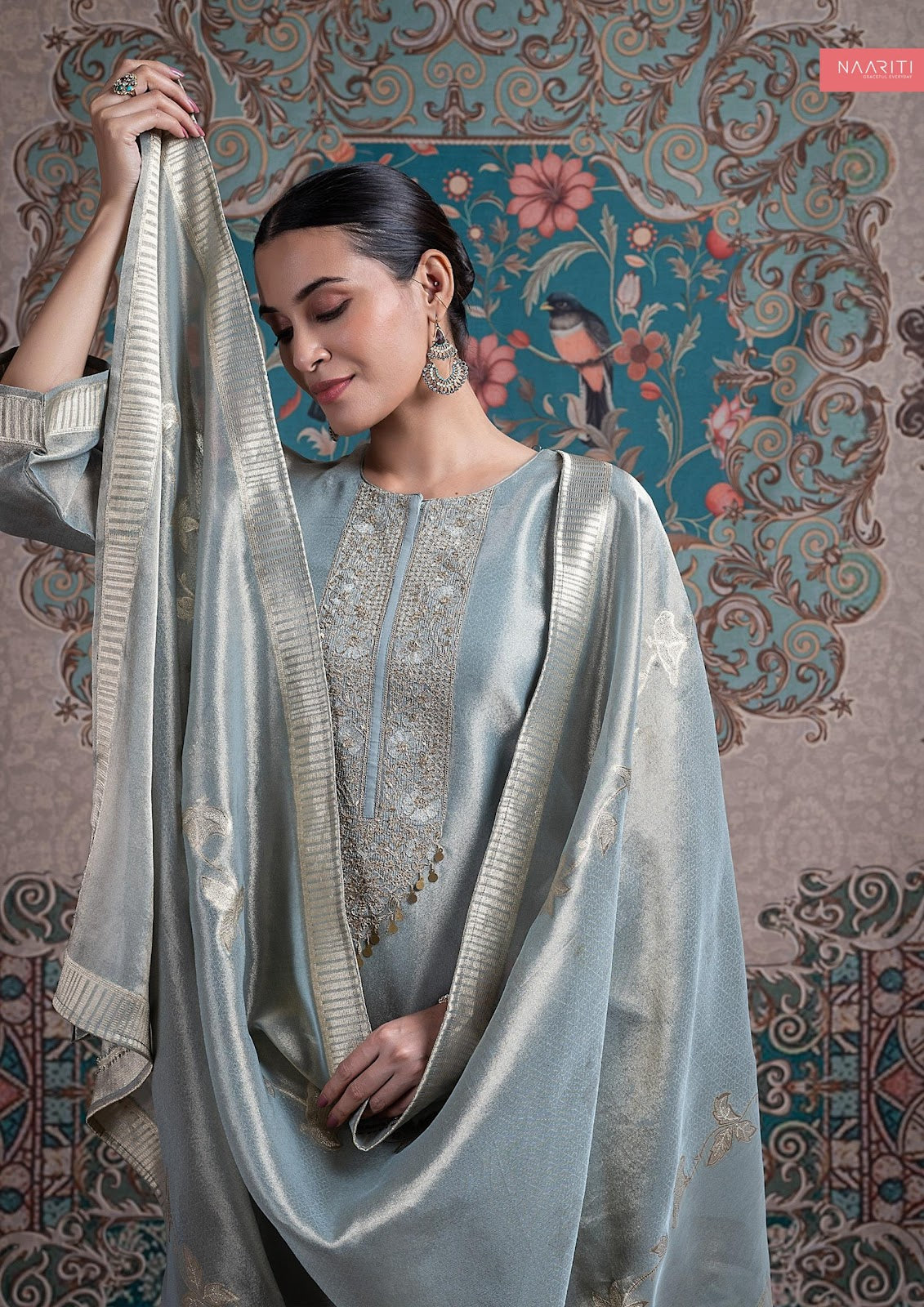 Tuveen Naariti Tissue Jacquard Pant Style Suits Wholesaler Ahmedabad