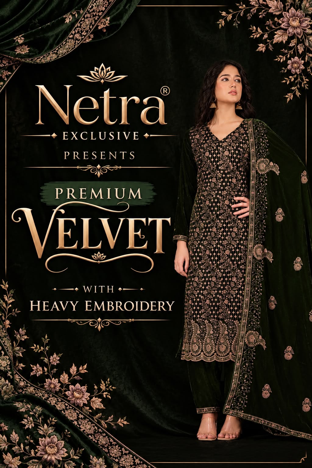 Tvesha Netra Silk Velvet Suits Wholesaler India