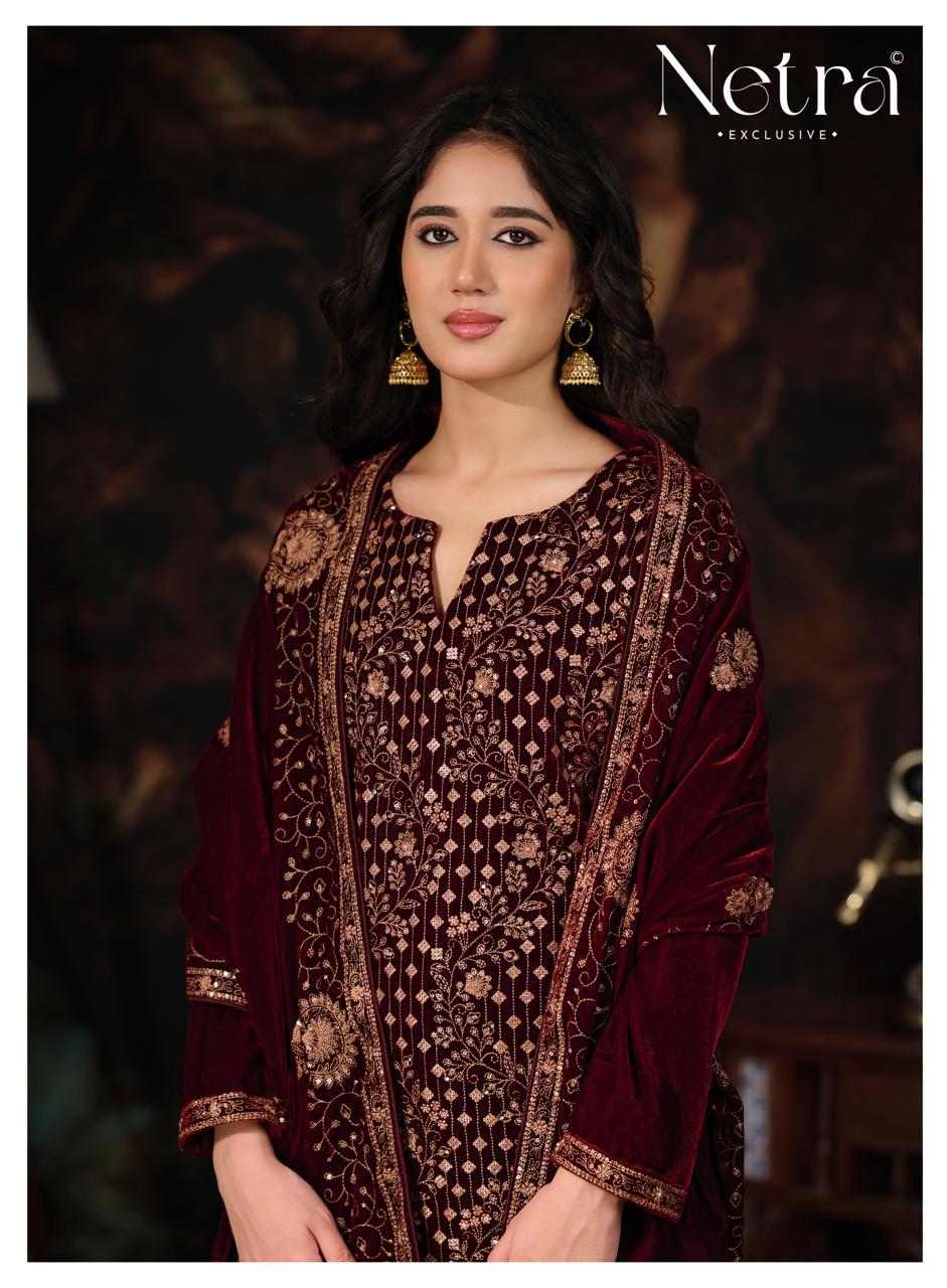 Tvesha Netra Silk Velvet Suits Wholesaler India