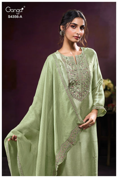 Tveya S4356 Ganga Silk Jacquard Plazzo Style Suits Exporter Ahmedabad