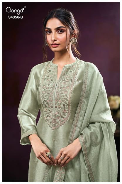 Tveya S4356 Ganga Silk Jacquard Plazzo Style Suits Exporter Ahmedabad