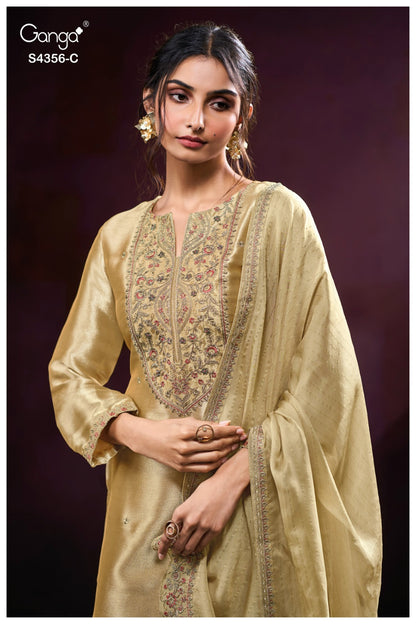 Tveya S4356 Ganga Silk Jacquard Plazzo Style Suits Exporter Ahmedabad