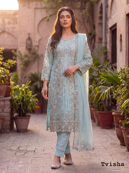 Tvisha Vol 1 Bluehills Net Readymade Pant Style Suits Wholesaler Gujarat