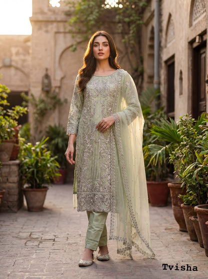 Tvisha Vol 1 Bluehills Net Readymade Pant Style Suits Wholesaler Gujarat
