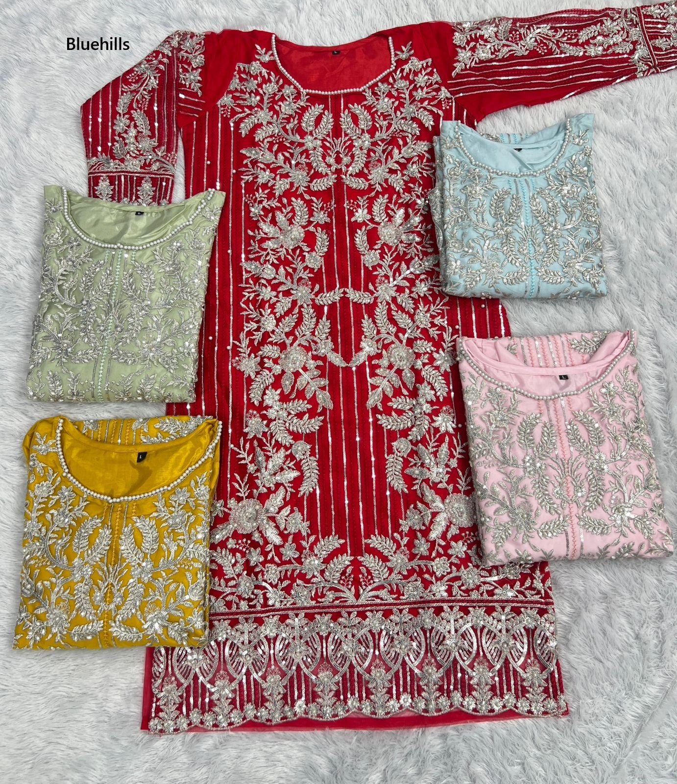 Tvisha Vol 1 Bluehills Net Readymade Pant Style Suits Wholesaler Gujarat