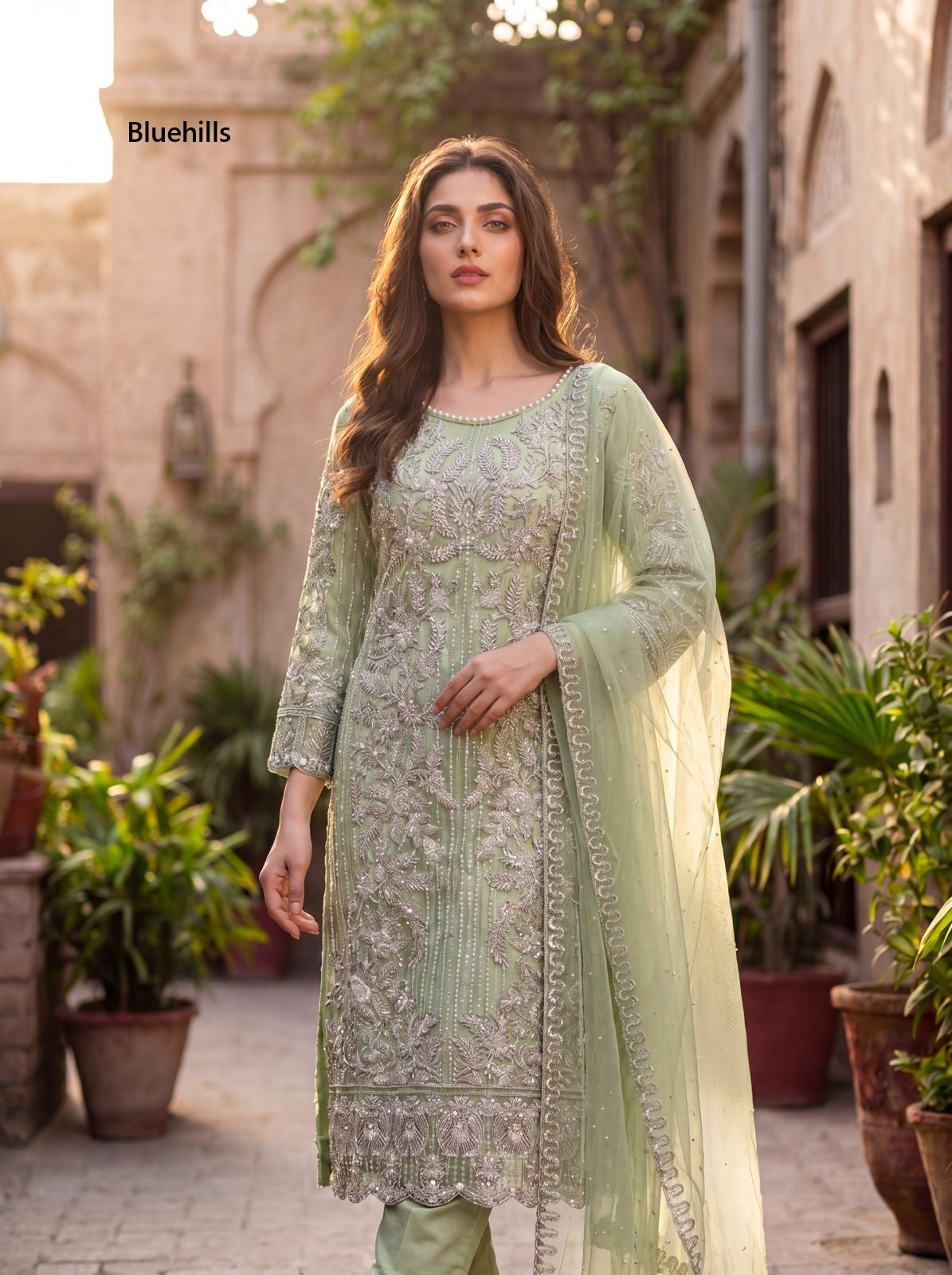 Tvisha Vol 1 Bluehills Net Readymade Pant Style Suits Wholesaler Gujarat