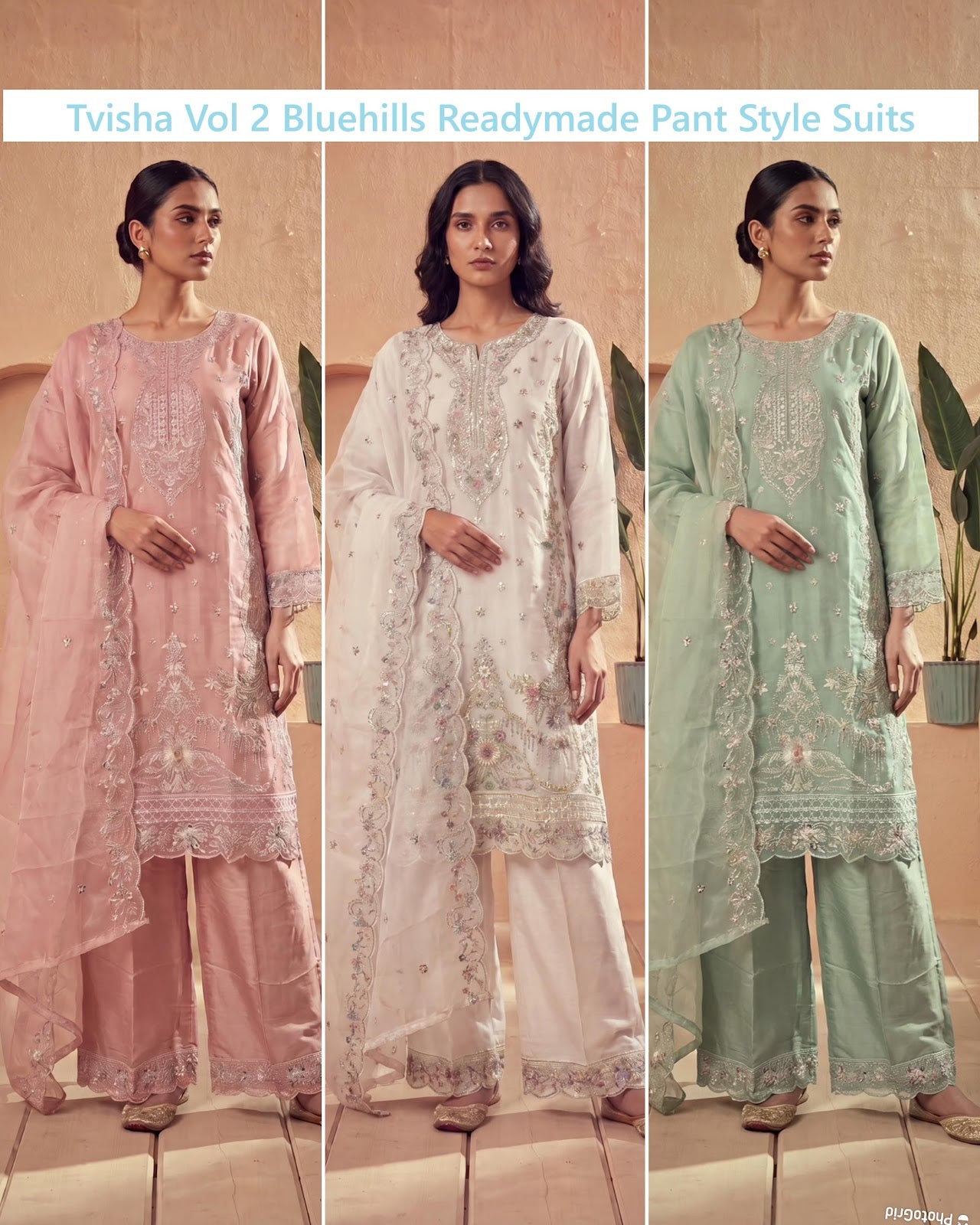 Tvisha Vol 2 Bluehills Organza Readymade Pant Style Suits Manufacturer India