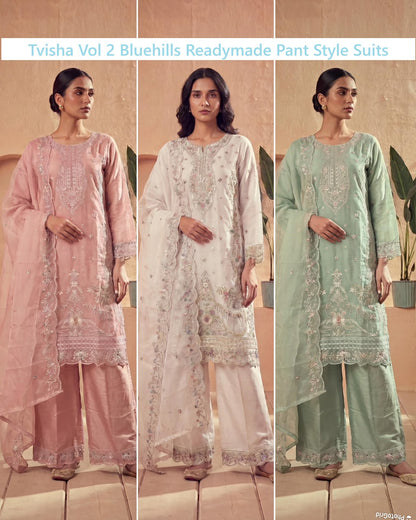 Tvisha Vol 2 Bluehills Organza Readymade Pant Style Suits Manufacturer India