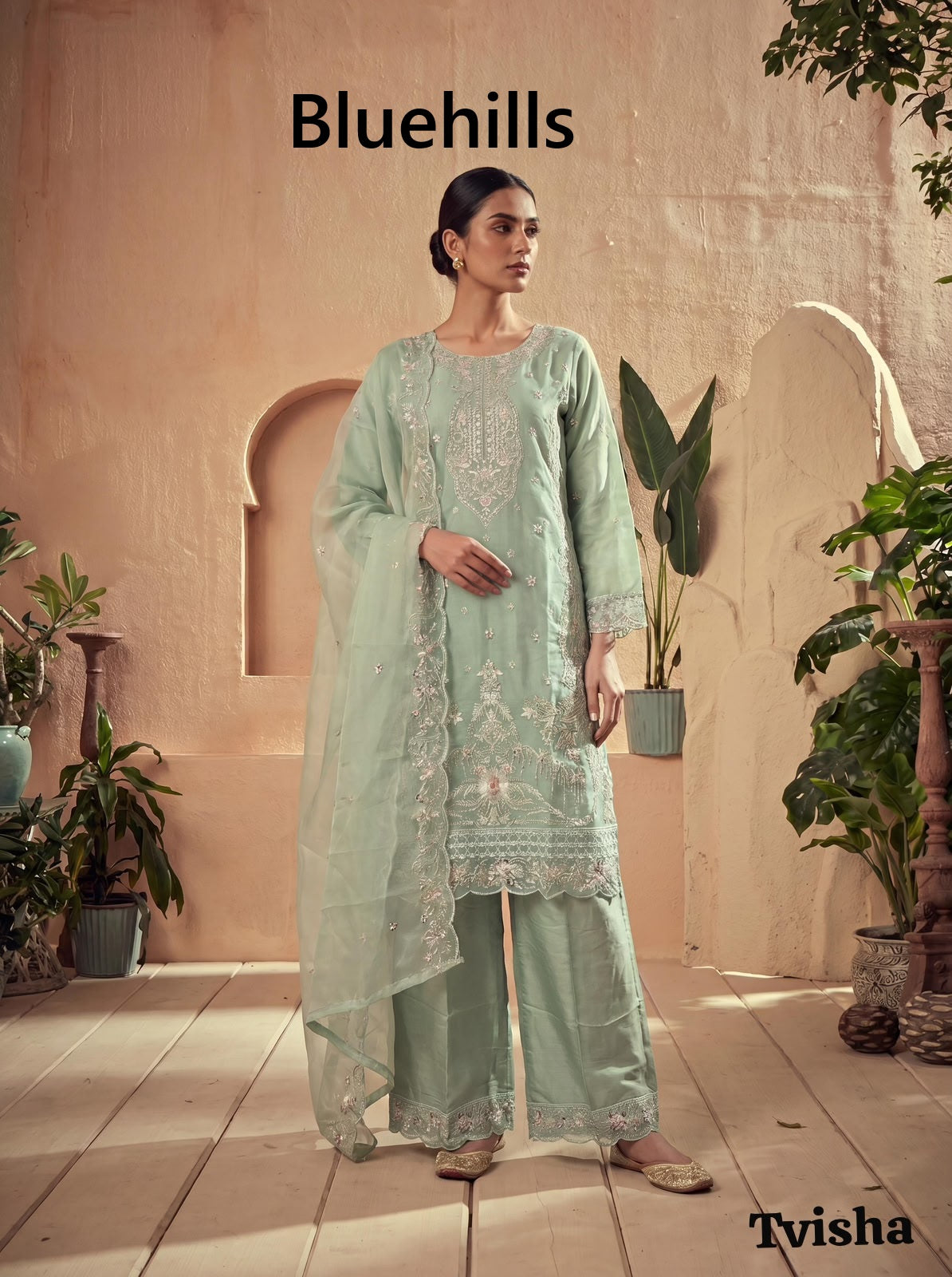 Tvisha Vol 2 Bluehills Organza Readymade Pant Style Suits Manufacturer India