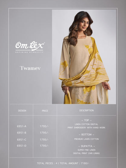 Twamev Omtex Linen Cotton Pant Style Suits Exporter India
