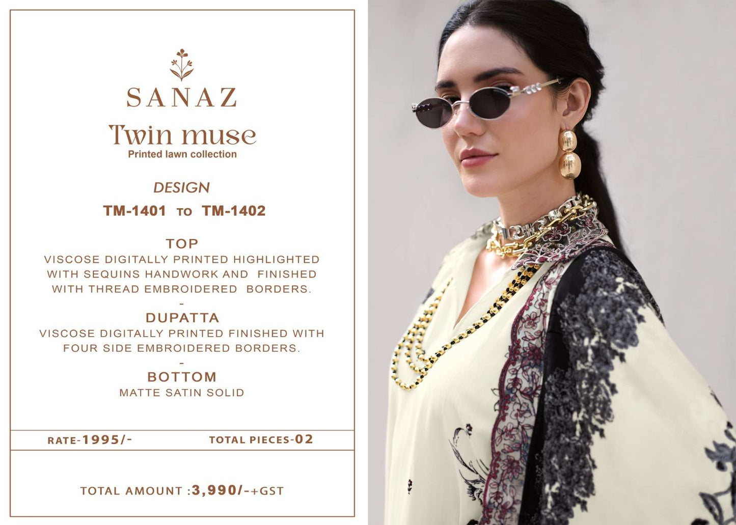 Twin Muse Sanaz Viscose Pakistani Salwar Suits Wholesale Price