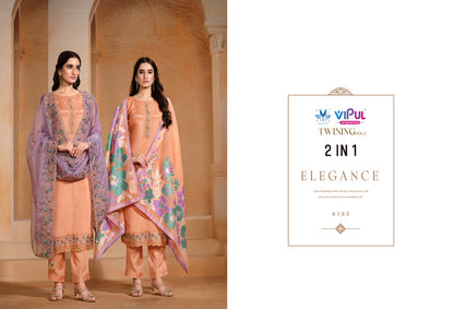 Twining 2 Dcat 218 Vipul Chinon Chiffon Pant Style Suits Wholesaler Gujarat