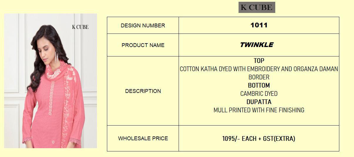 Twinkle 1011 K Cube Cotton Pant Style Suits Wholesale Price