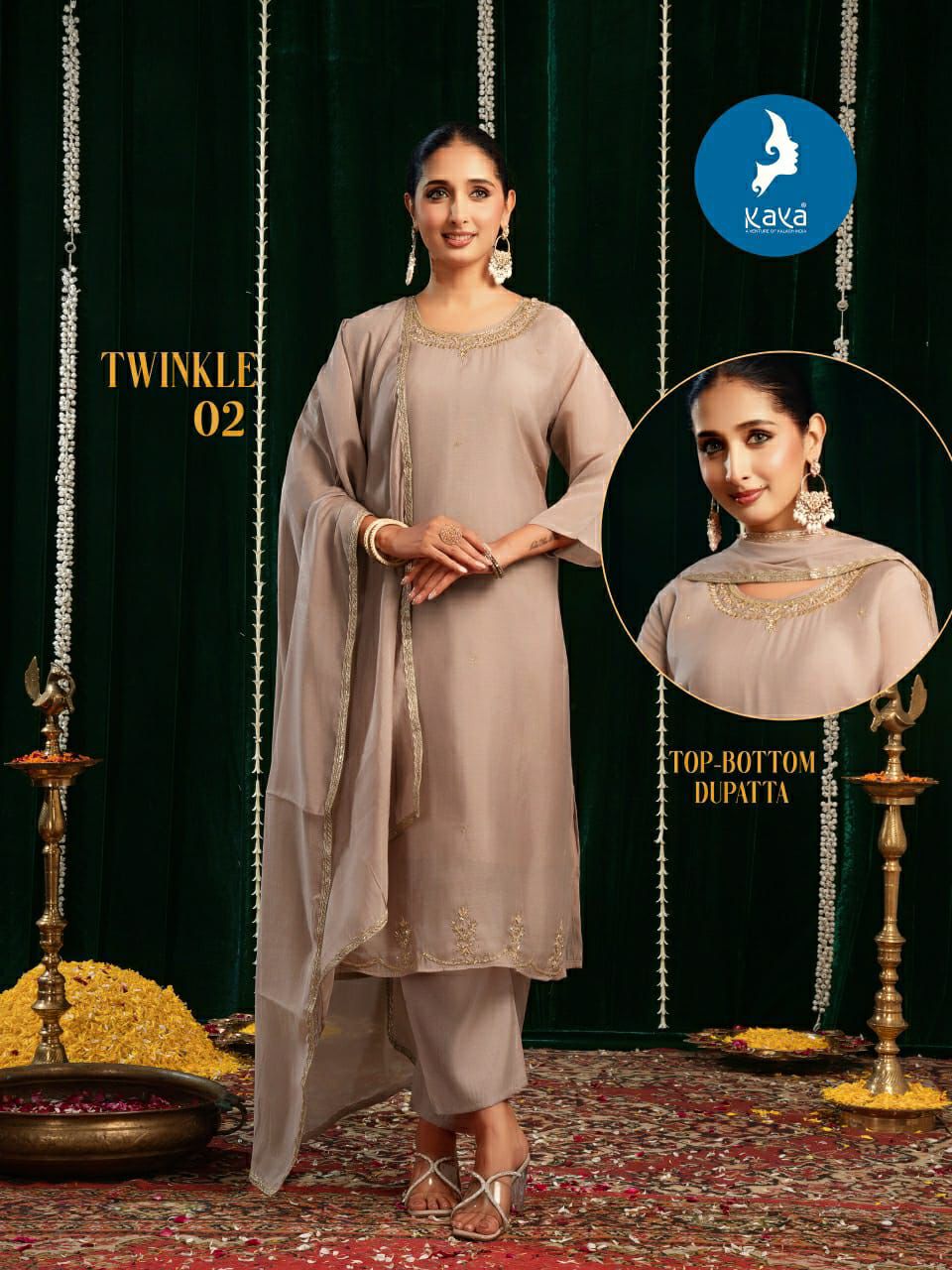 Twinkle Kaya Mul Chanderi Readymade Pant Style Suits Wholesaler Gujarat