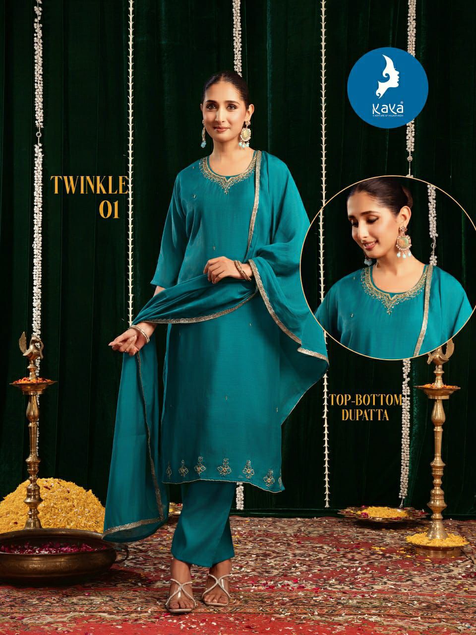 Twinkle Kaya Mul Chanderi Readymade Pant Style Suits Wholesaler Gujarat