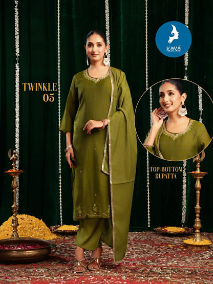 Twinkle Kaya Mul Chanderi Readymade Pant Style Suits Wholesaler Gujarat