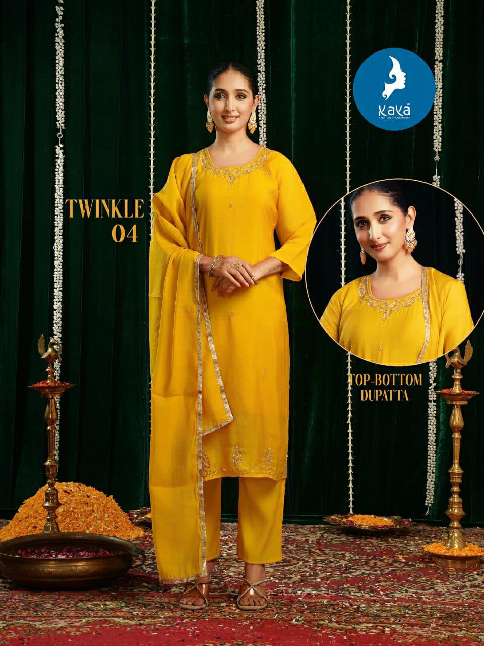 Twinkle Kaya Mul Chanderi Readymade Pant Style Suits Wholesaler Gujarat