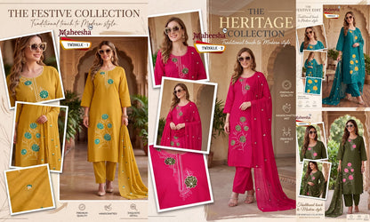 Twinkle Maheesha Coral Silk Readymade Pant Style Suits Exporter India