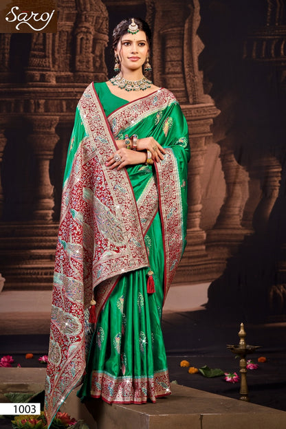 Twinkle Satin Saroski Saroj Silk Sarees Wholesale