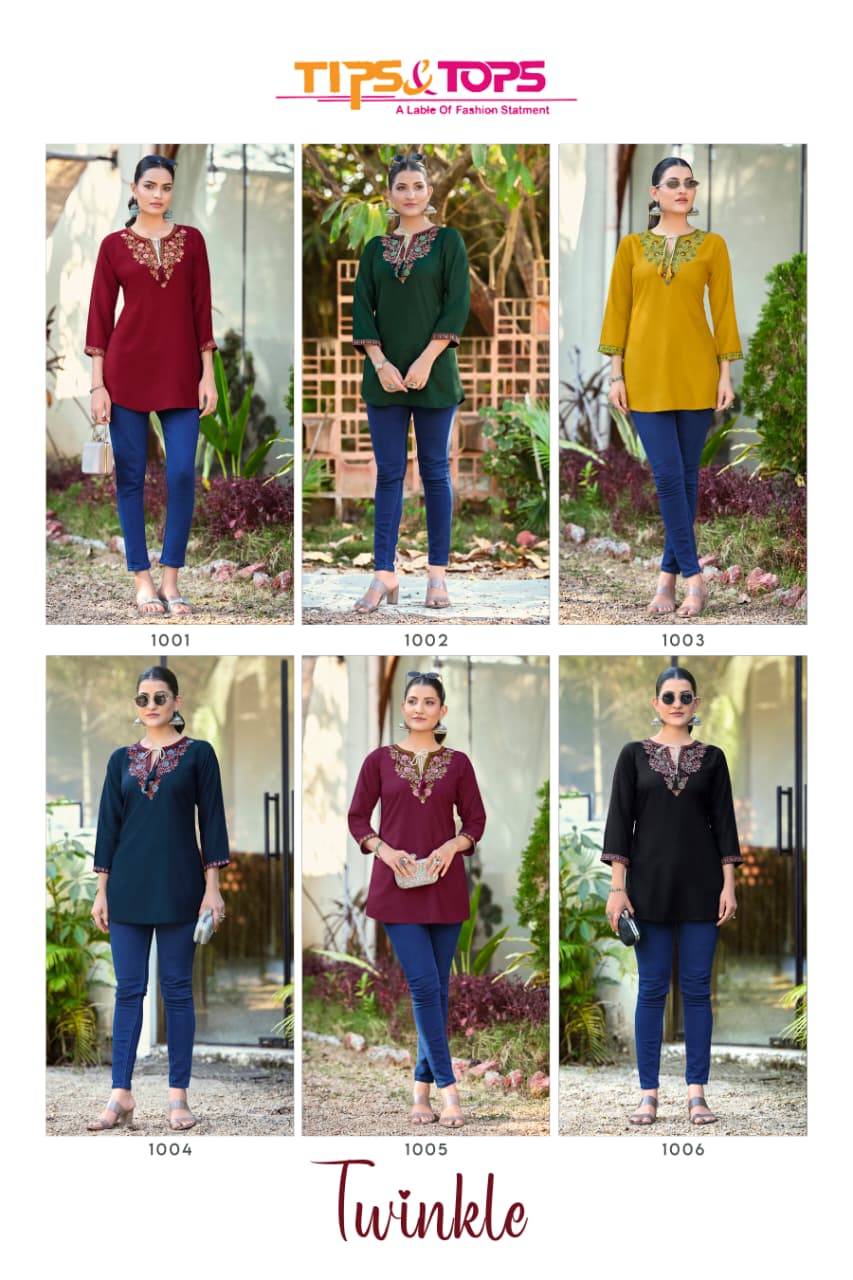 Twinkle Tips Tops Rayon 18Kg Short Kurtis Supplier India