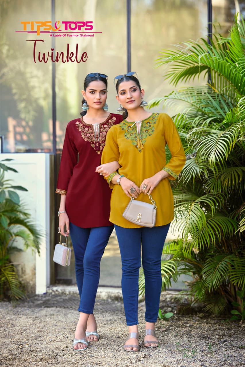 Twinkle Tips Tops Rayon 18Kg Short Kurtis Supplier India