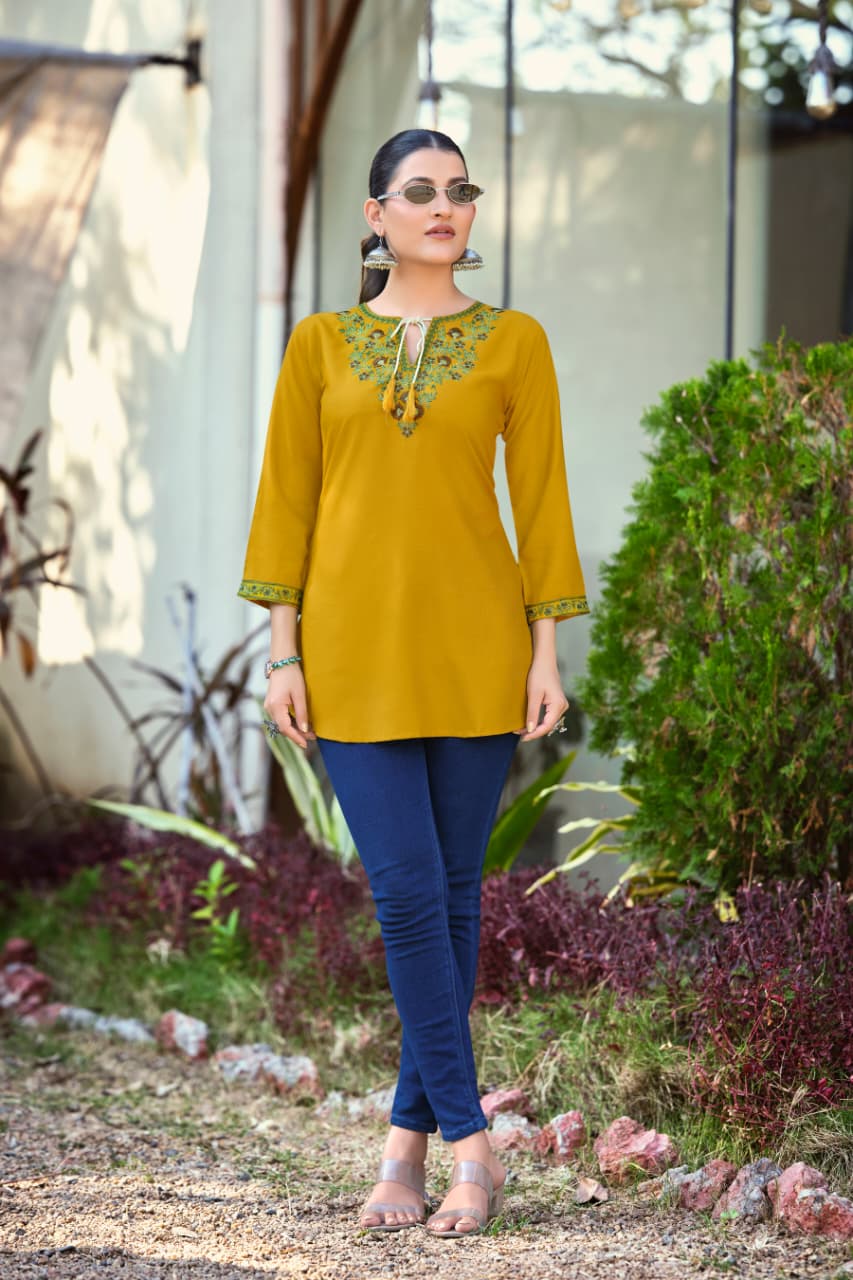 Twinkle Tips Tops Rayon 18Kg Short Kurtis Supplier India