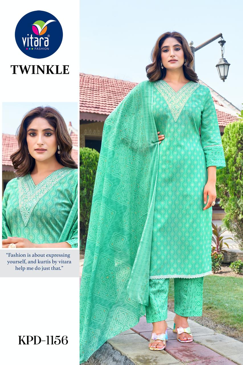 Twinkle Vitara Pure Cotton Readymade Pant Style Suits