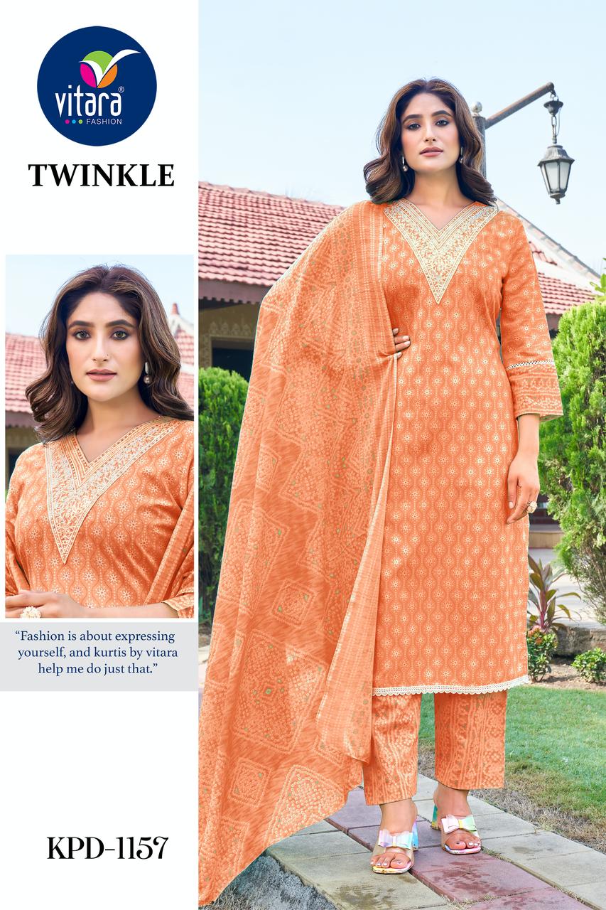 Twinkle Vitara Pure Cotton Readymade Pant Style Suits