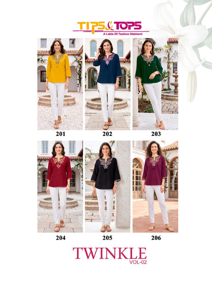 Twinkle Vol 2 Tips Tops Rayon 18Kg Fancy Tops Exporter Ahmedabad