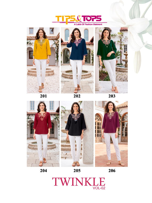 Twinkle Vol 2 Tips Tops Rayon 18Kg Fancy Tops Exporter Ahmedabad