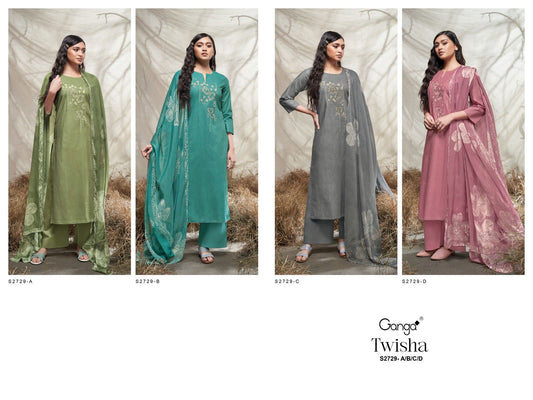 Twisha 2729 Ganga Premium Cotton Plazzo Style Suits Supplier Ahmedabad