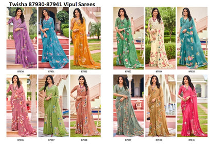 Twisha 87930-87941 Vipul Weightless Sarees Wholesaler Gujarat