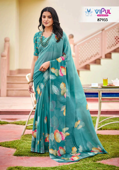 Twisha 87930-87941 Vipul Weightless Sarees Wholesaler Gujarat