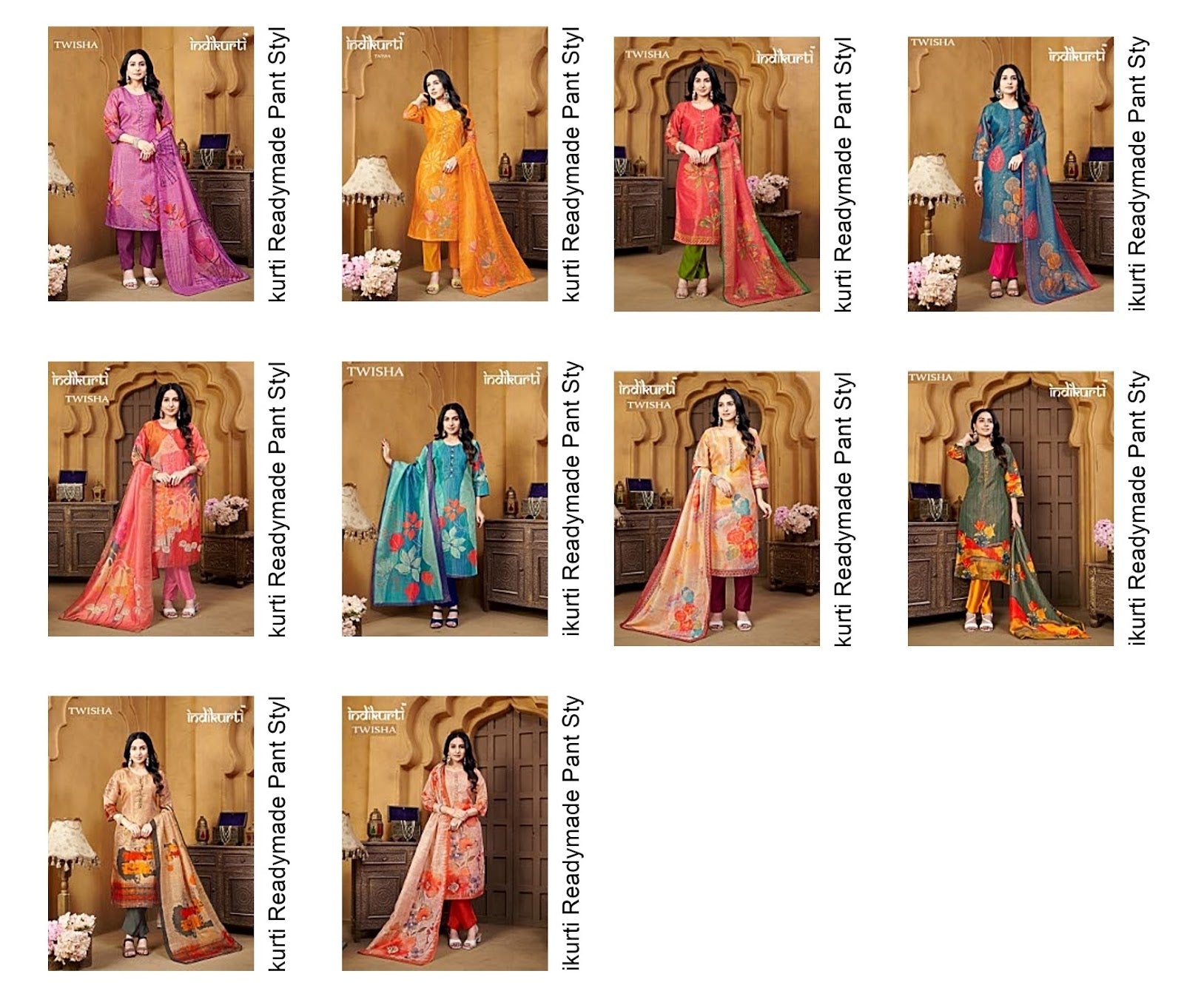 Twisha Indikurti Linen Readymade Pant Style Suits Wholesale