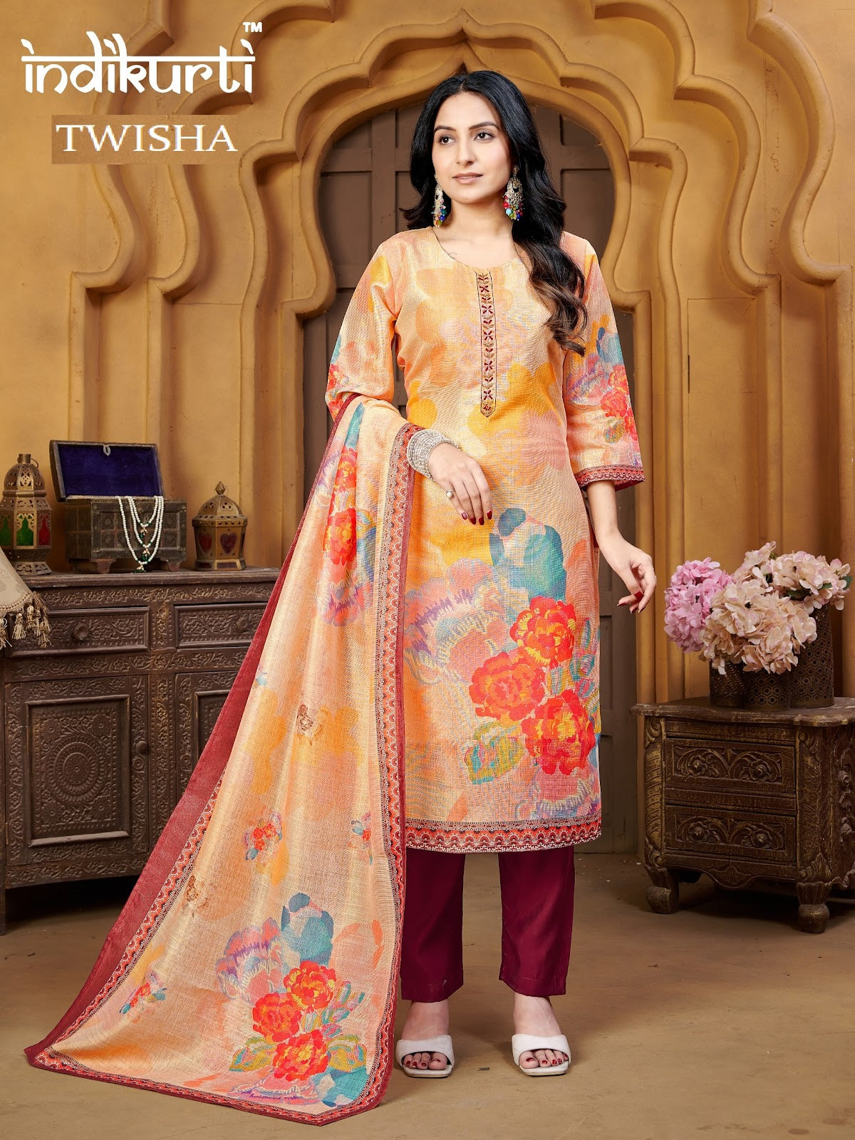 Twisha Indikurti Linen Readymade Pant Style Suits Wholesale