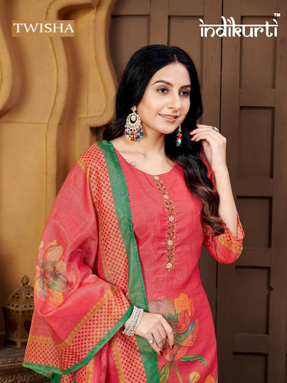 Twisha Indikurti Linen Readymade Pant Style Suits Wholesale