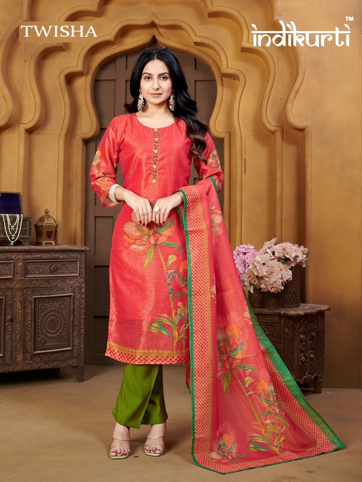 Twisha Indikurti Linen Readymade Pant Style Suits Wholesale