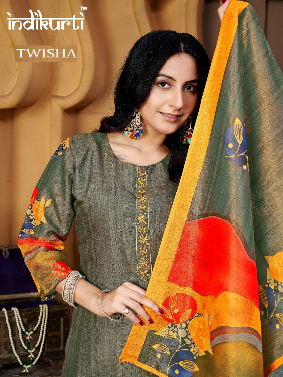 Twisha Indikurti Linen Readymade Pant Style Suits Wholesale