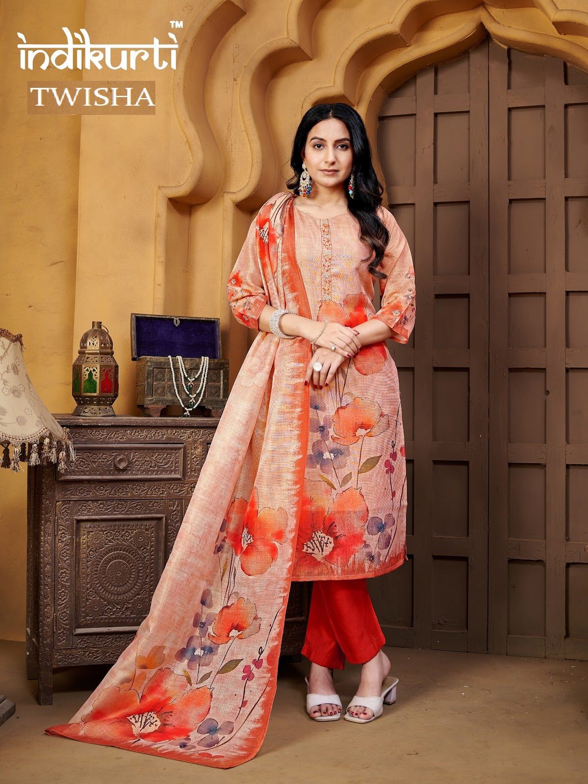 Twisha Indikurti Linen Readymade Pant Style Suits Wholesale
