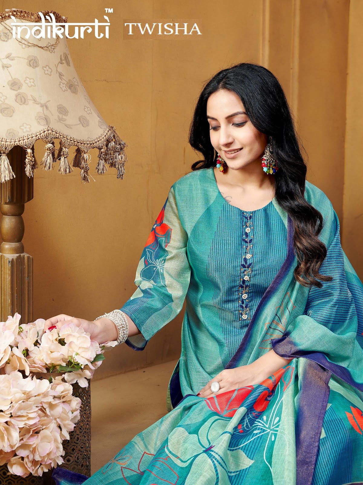 Twisha Indikurti Linen Readymade Pant Style Suits Wholesale