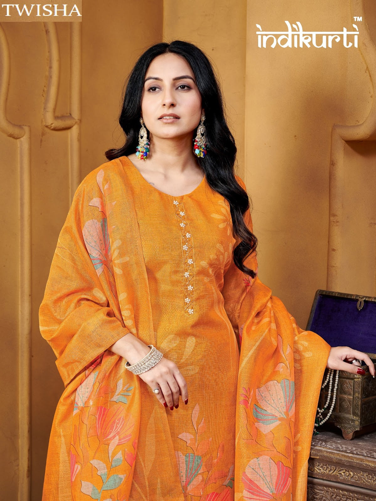 Twisha Indikurti Linen Readymade Pant Style Suits Wholesale