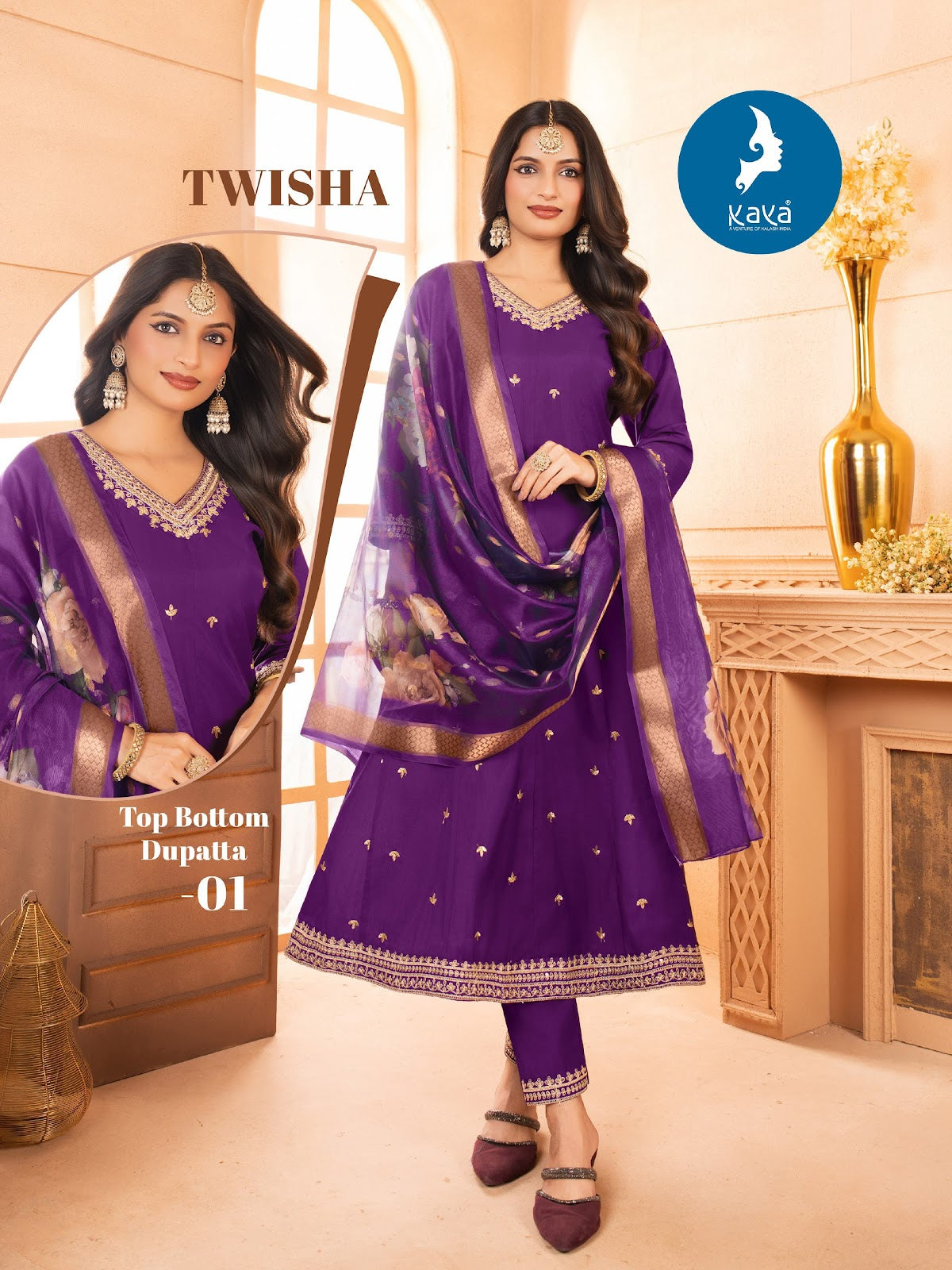 Twisha Kaya Roman Silk Readymade Anarkali Suits Exporter Ahmedabad