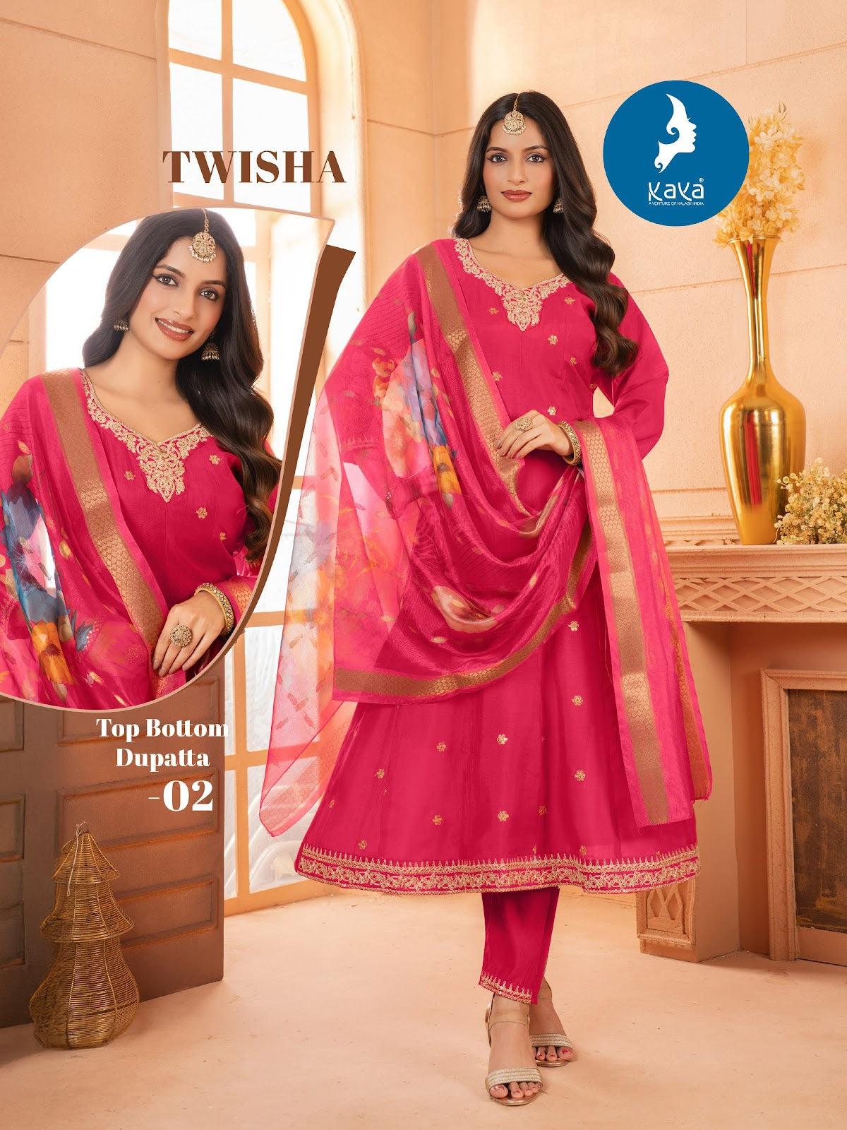 Twisha Kaya Roman Silk Readymade Anarkali Suits Exporter Ahmedabad