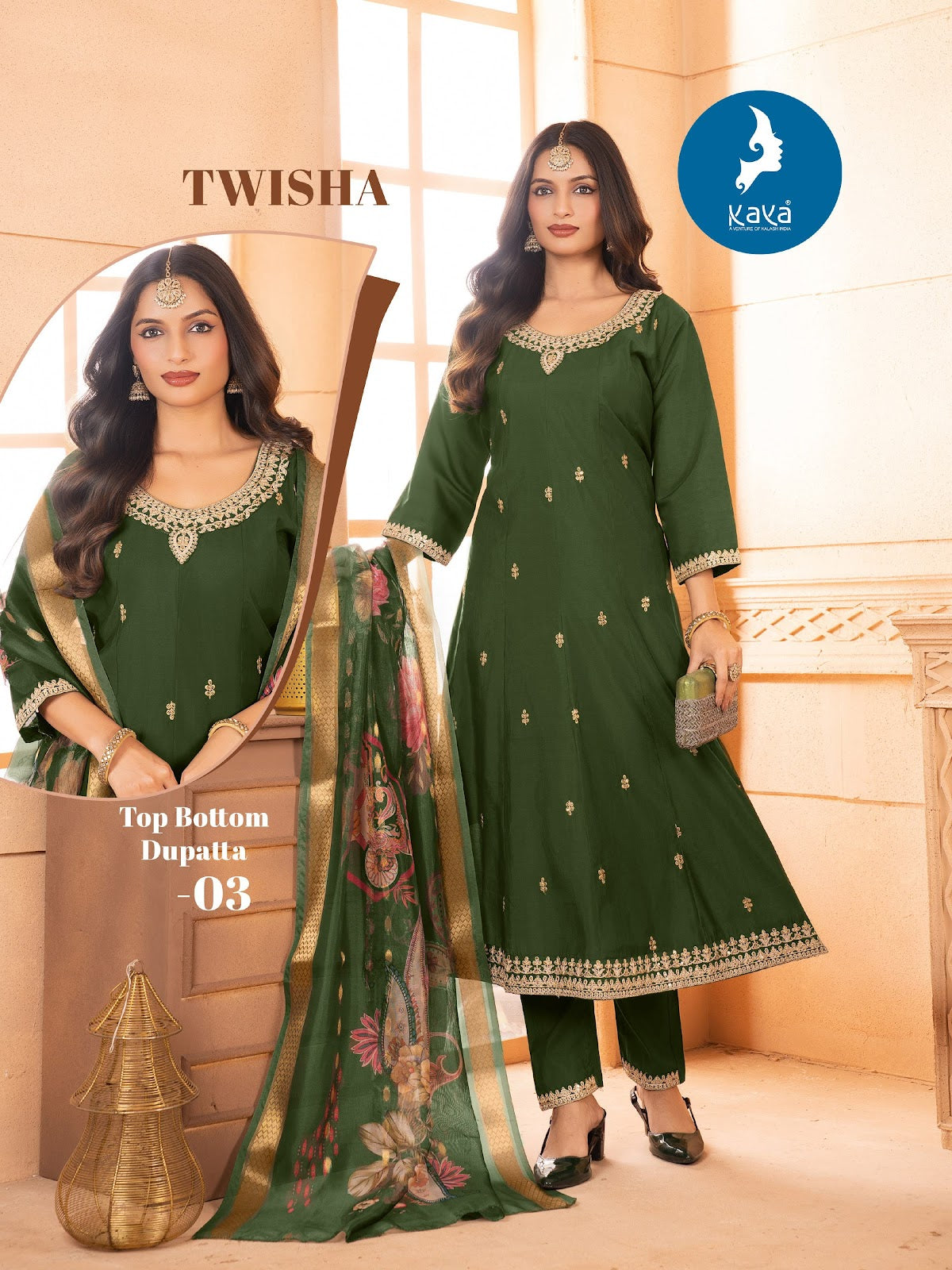 Twisha Kaya Roman Silk Readymade Anarkali Suits Exporter Ahmedabad