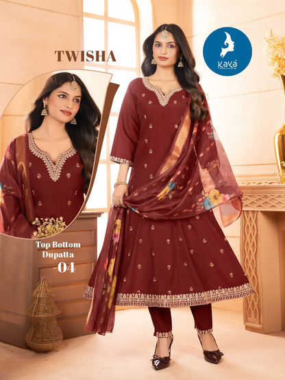 Twisha Kaya Roman Silk Readymade Anarkali Suits Exporter Ahmedabad