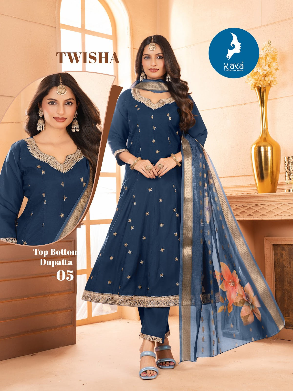 Twisha Kaya Roman Silk Readymade Anarkali Suits Exporter Ahmedabad