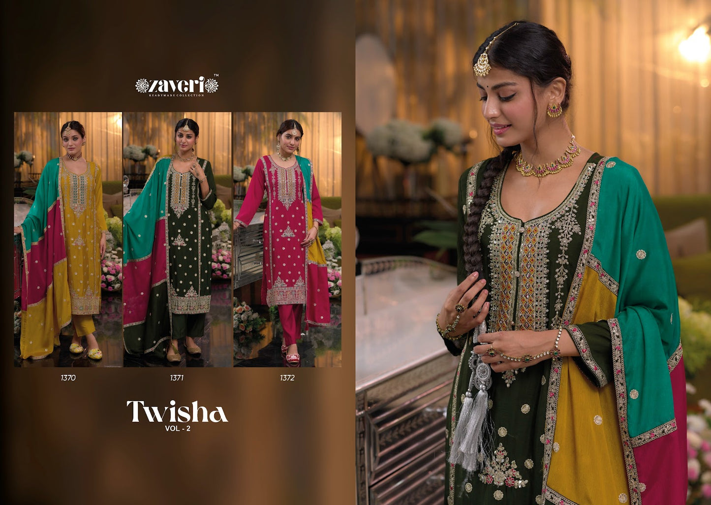 Twisha Vol 2 Zaveri Chinon Readymade Pant Style Suits Wholesaler