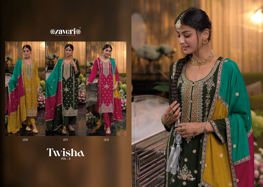 Twisha Vol 2 Zaveri Chinon Readymade Pant Style Suits Wholesaler