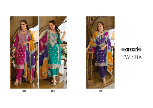 Twisha Zaveri Chinon Readymade Pant Style Suits Exporter India